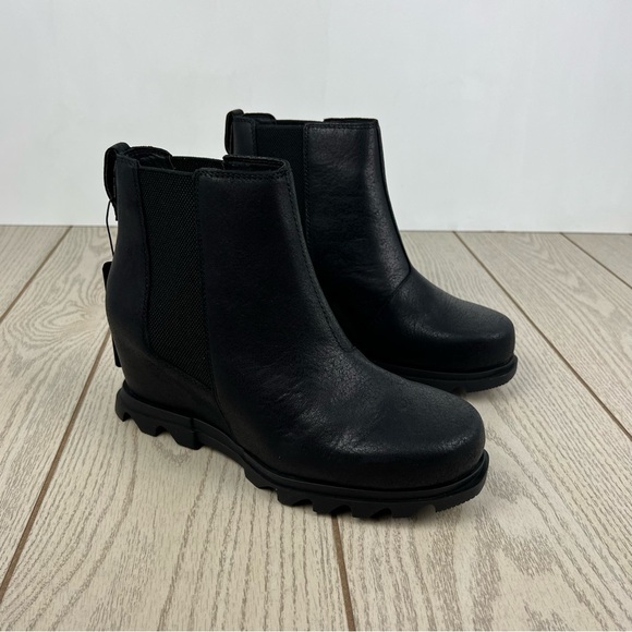 Sorel Women's Joan Of Arctic Wedge III Chelsea Bootie US10 Black Seat Salt $210 - Picture 1 of 8
